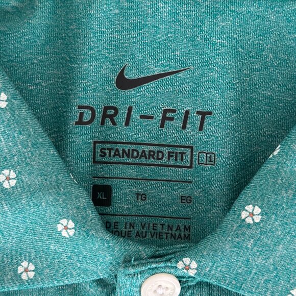 NIKE GOLF POLO Neptune Green Dri-Fit Vapor Micro Print XL - Picture 7 of 8
